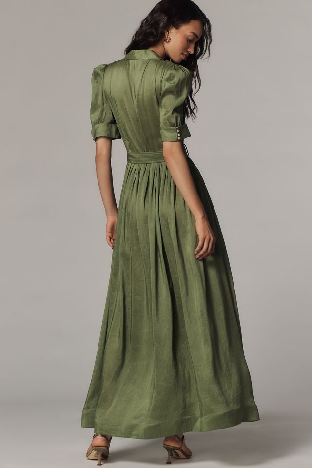 Aqua Blu Eloise Linen Silk Midi Dress | Anthropologie