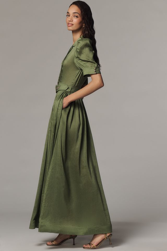 Aqua Blu Eloise Linen Silk Midi Dress | Anthropologie
