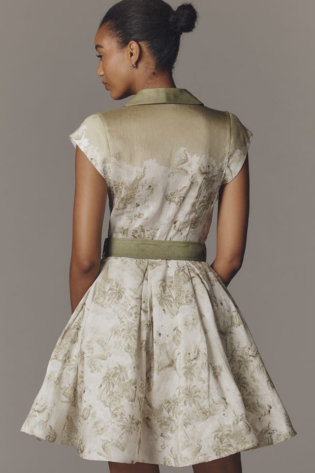 Juliette Linen Silk Mini Dress by Aqua Blu in Green, Size: Medium at Anthropologie