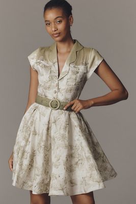 Aqua Blu Indie Belted Linen Strapless Dress | Anthropologie