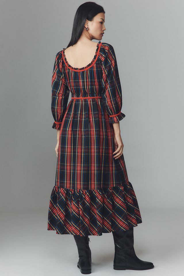 Pink City Prints Agatha Scoop-Neck Ruffle-Hem Midi Dress #2