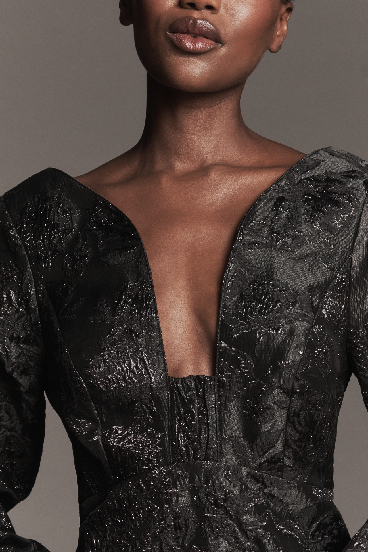 Maeve Long-Sleeve V-Neck Babydoll Mini Dress