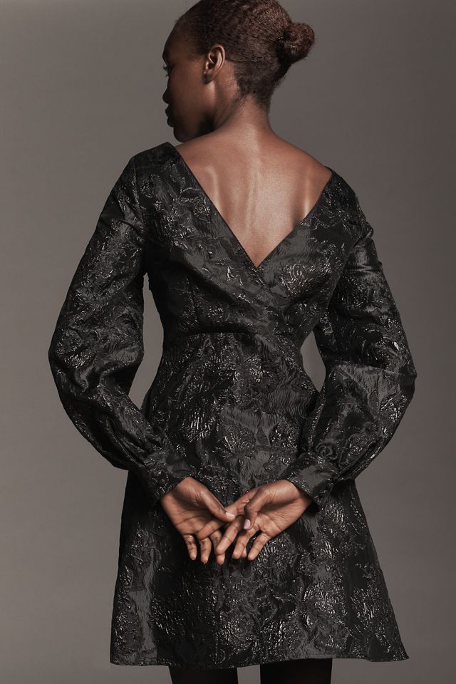 Maeve Long-Sleeve V-Neck Babydoll Mini Dress #3