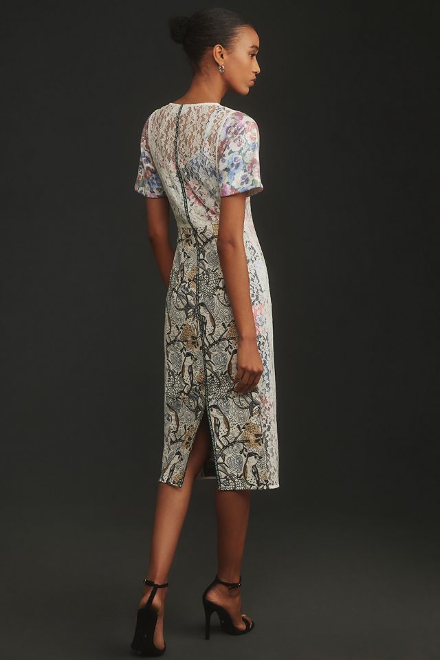 In Earnest by Byron Lars Sequin Brocade Midi Dress #1