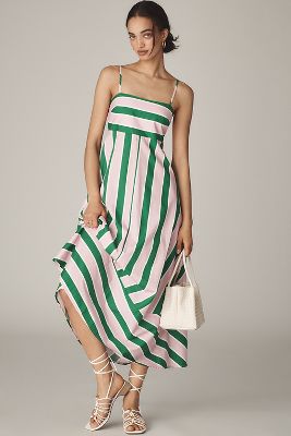 Aston Studio Rue Square-neck Maxi Dress In Green