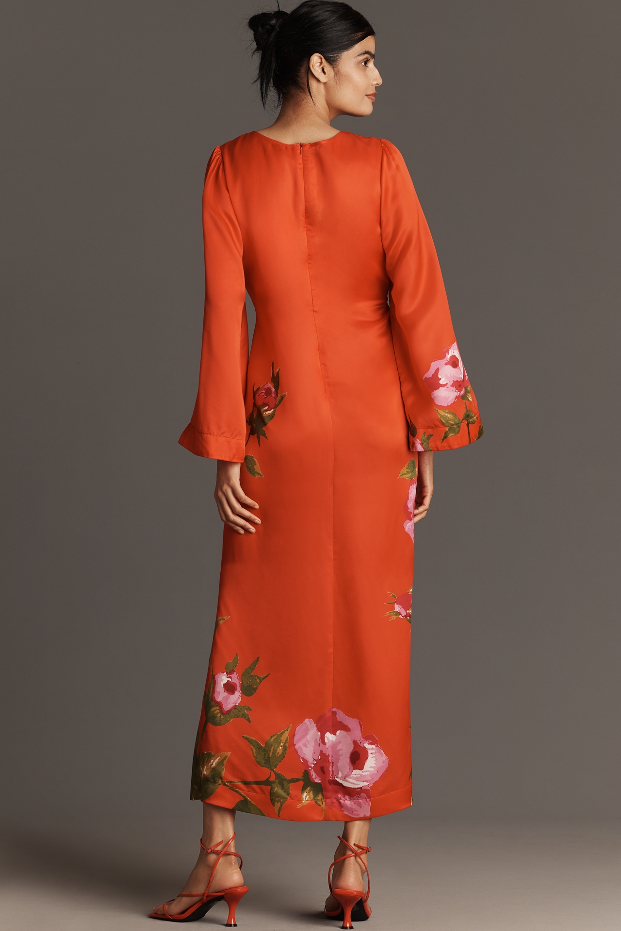 Aston Studio Heidi Silk Blend Long-Sleeve Maxi Dress