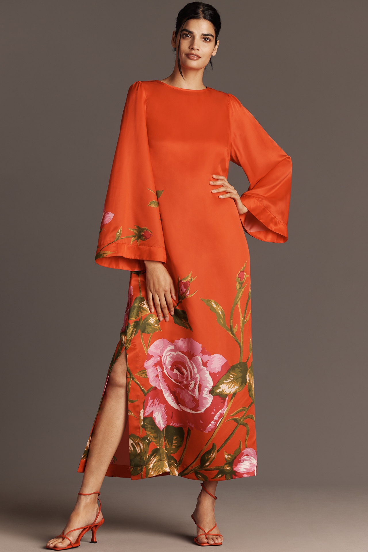 Aston Studio Heidi Silk Blend Long-Sleeve Maxi Dress