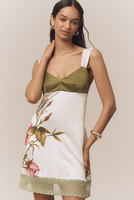 anthropologie Aston Studio Violet V-Neck Mini Slip Dress Antique Rose