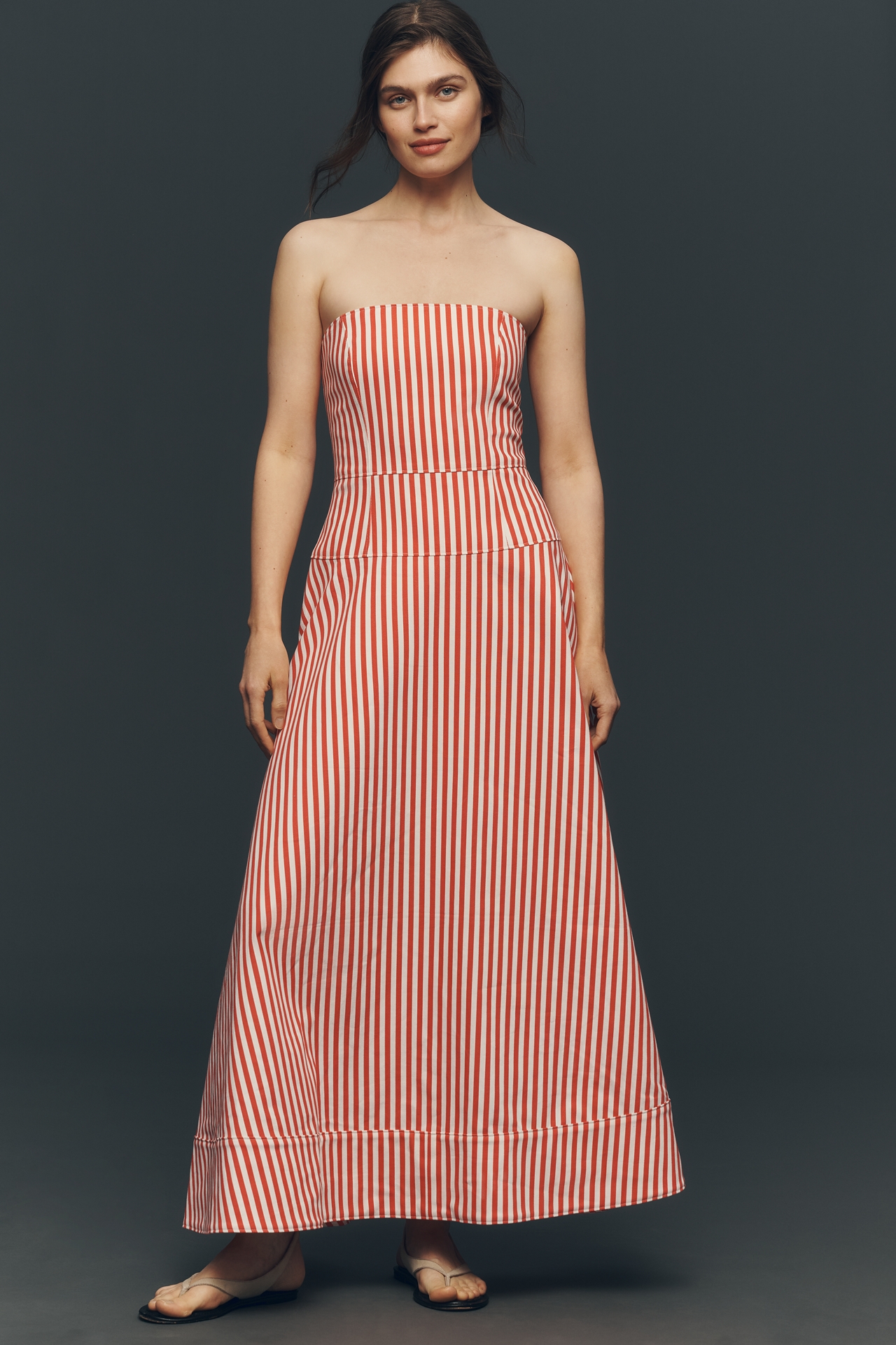 Aston Studio Strapless Denim Maxi Dress
