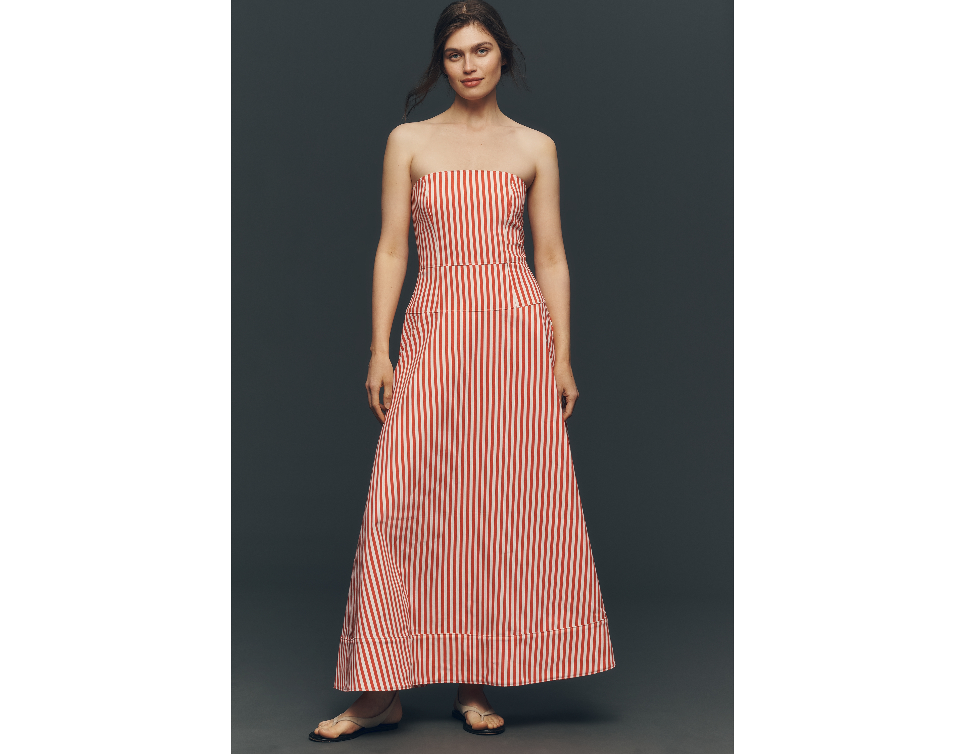 Aston Studio Strapless Denim Maxi Dress
