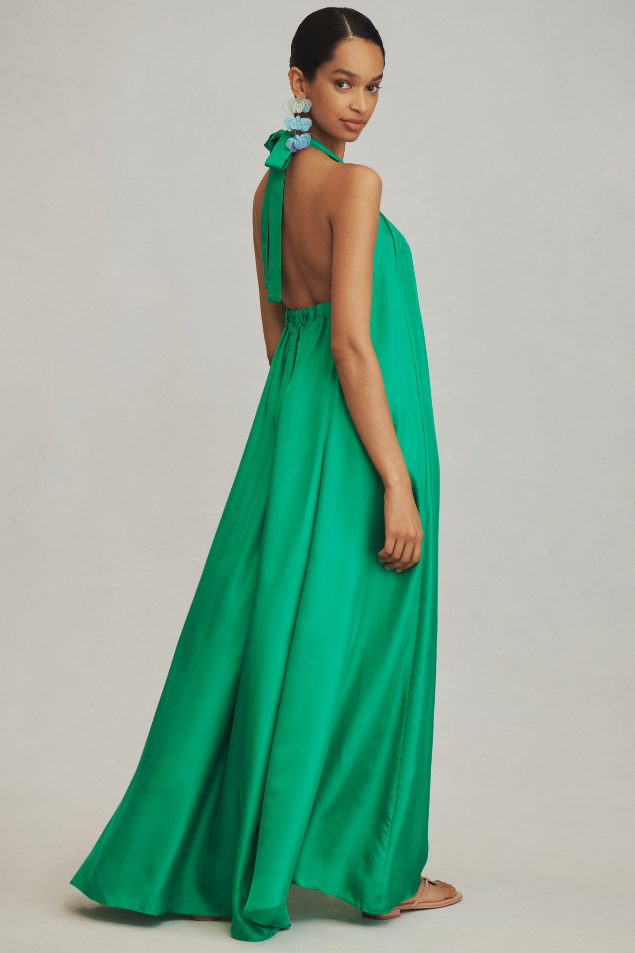 BONDI BORN Tropea Silk Halter Maxi Dress