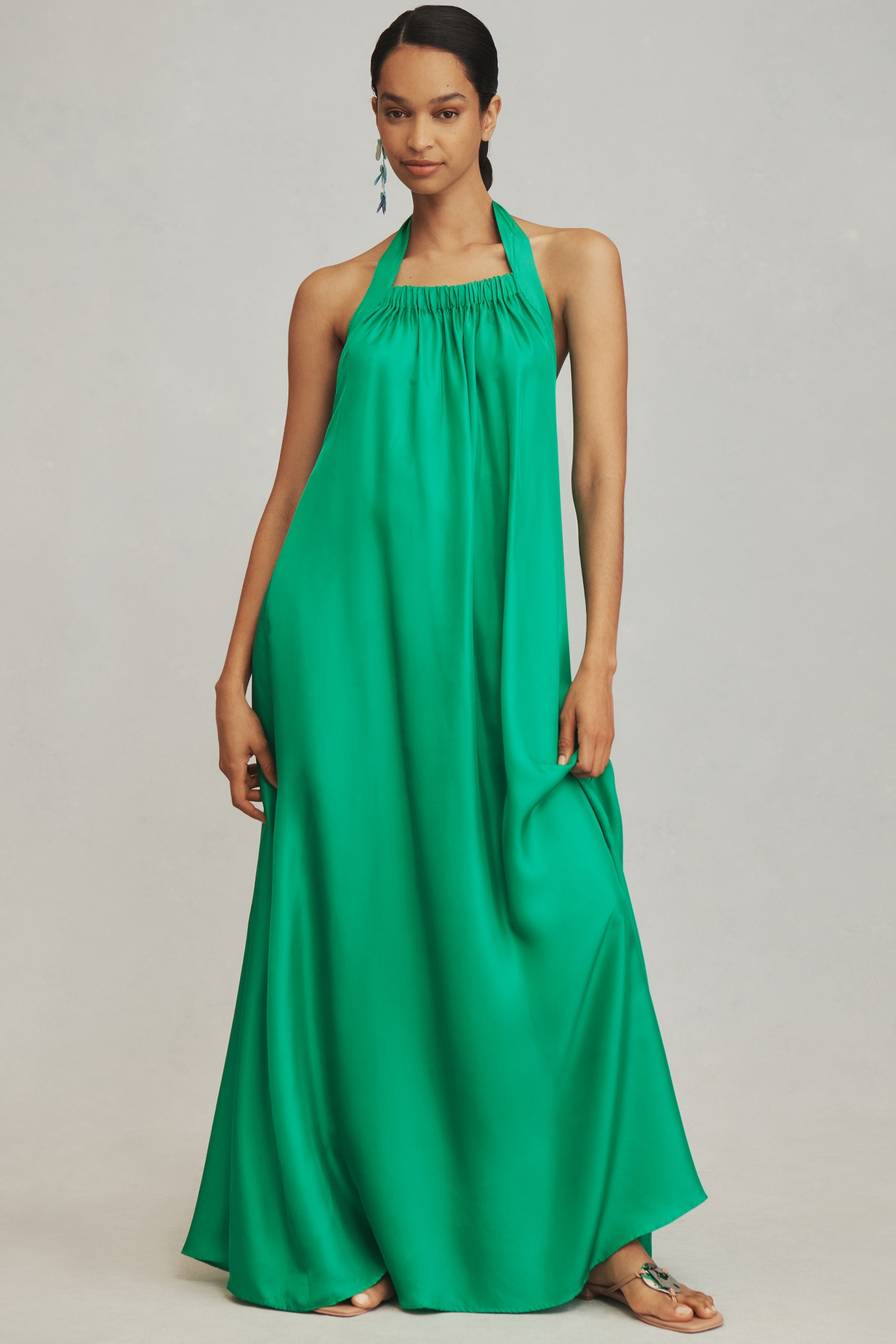 BONDI BORN Tropea Silk Halter Maxi Dress