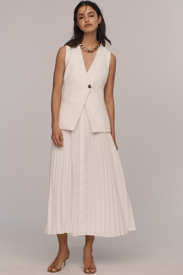 Derek Lam 10 Crosby Sleeveless Twofer Midi Dress In White