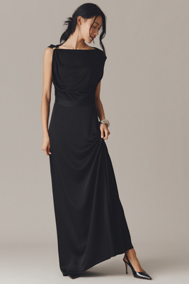 Derek Lam 10 Crosby Maritza Sleeveless Boat-neck Maxi Dress In Black
