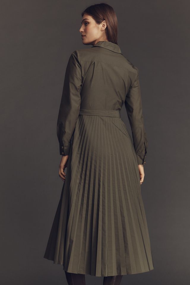 Derek Lam 10 Crosby Kenza Long-Sleeve Pleated Shirt Dress #2
