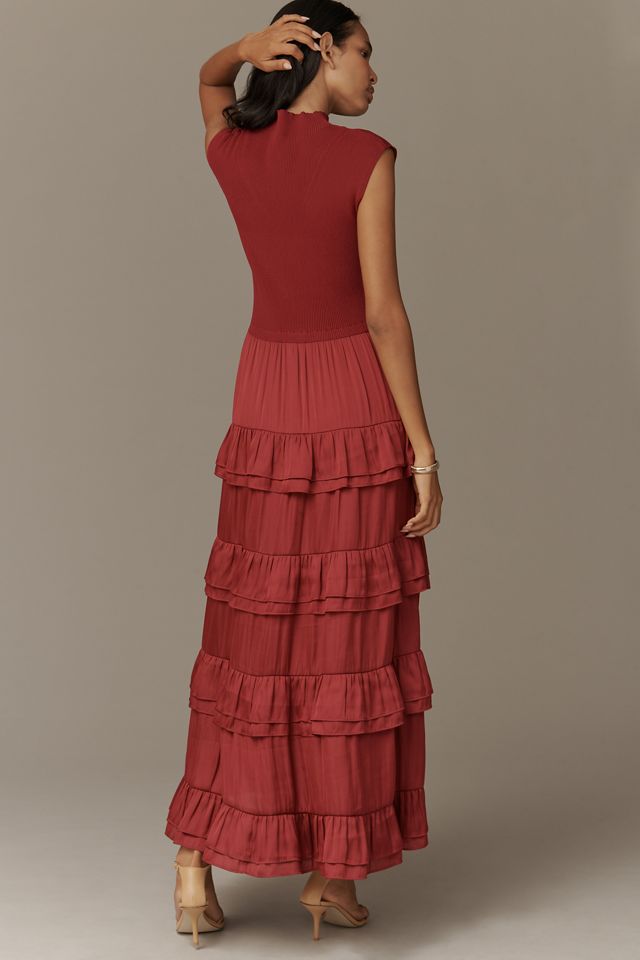 Derek Lam 10 Crosby Klea Mock-Neck Tiered Maxi Dress #1