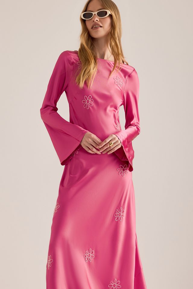 Vestido Maxi de Satén con Flores de Cuentas Zephora de The Wolf Gang #4