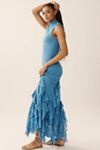 Especia Mock-Neck Ruffle Maxi Dress