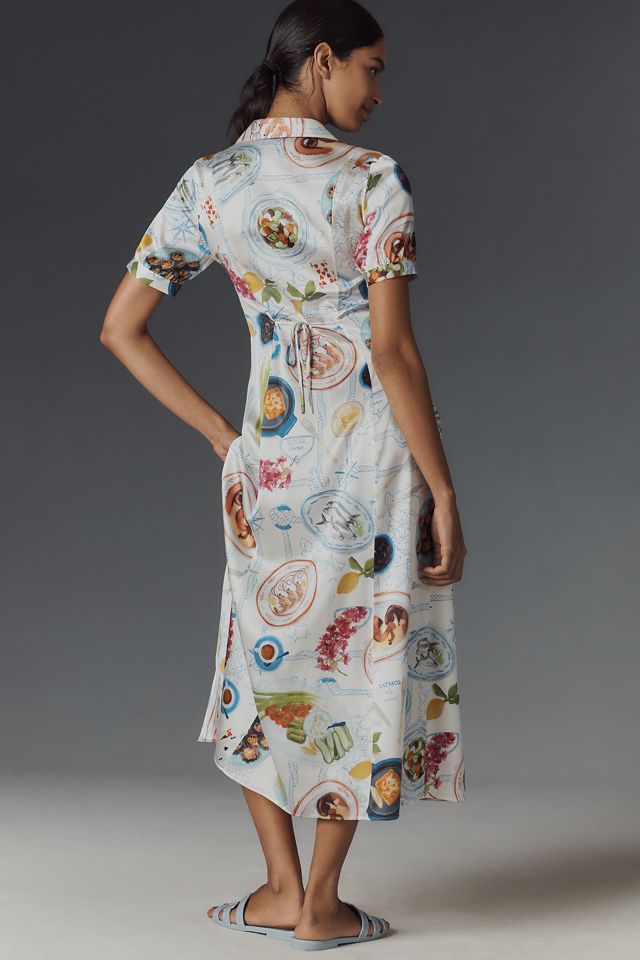 Lingua Franca Lampi Short-Sleeve Midi Shirt Dress #1