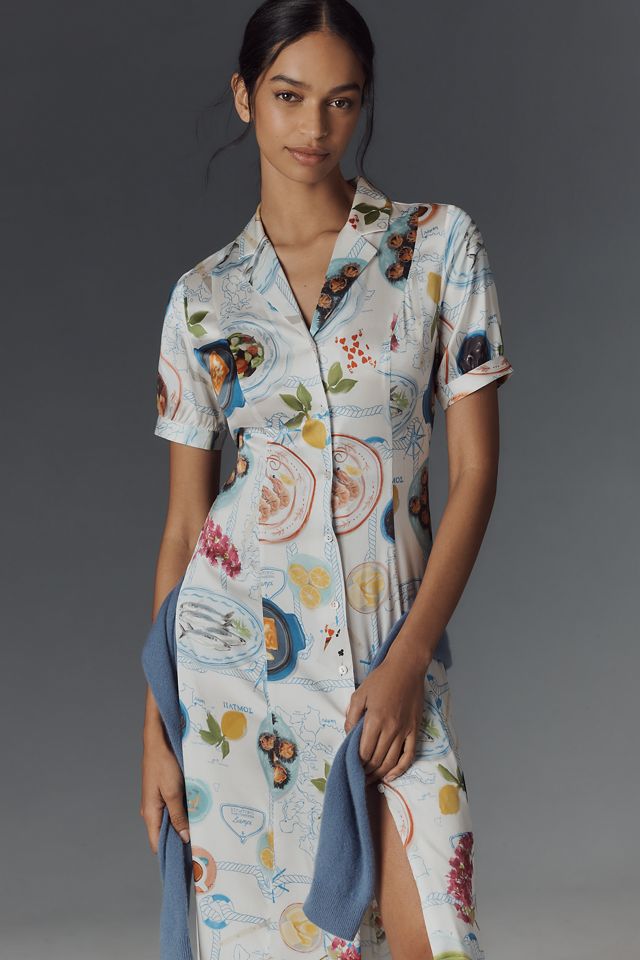 Lingua Franca Lampi Short-Sleeve Midi Shirt Dress #2