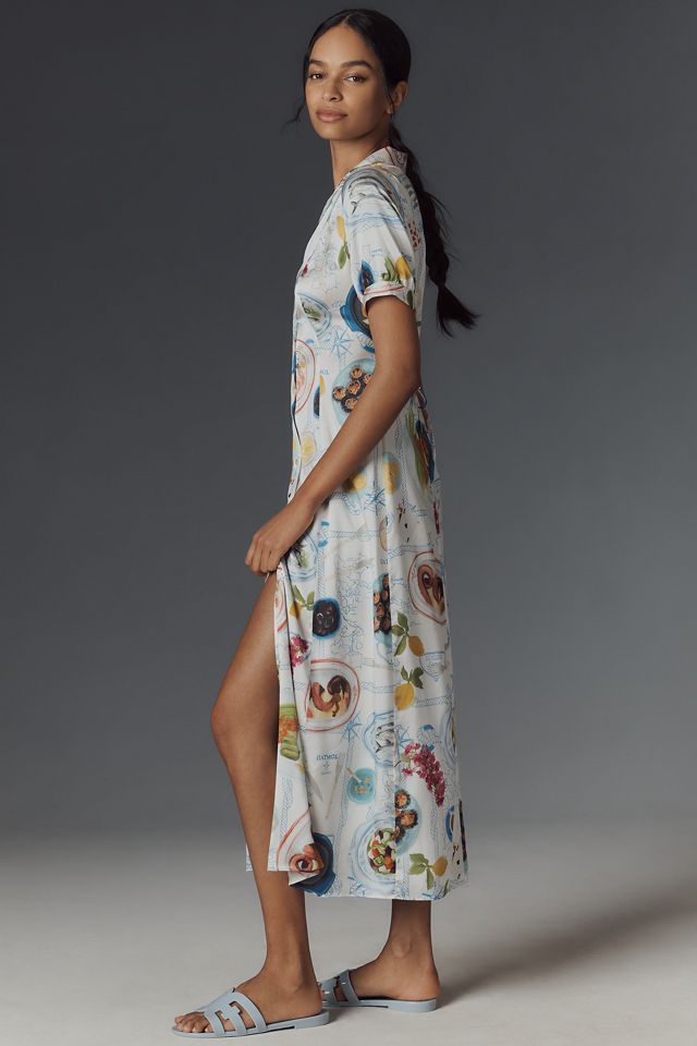 Lingua Franca Lampi Short-Sleeve Midi Shirt Dress #3