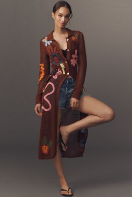 Lingua Franca Onar Embroidered Midi Shirt Dress