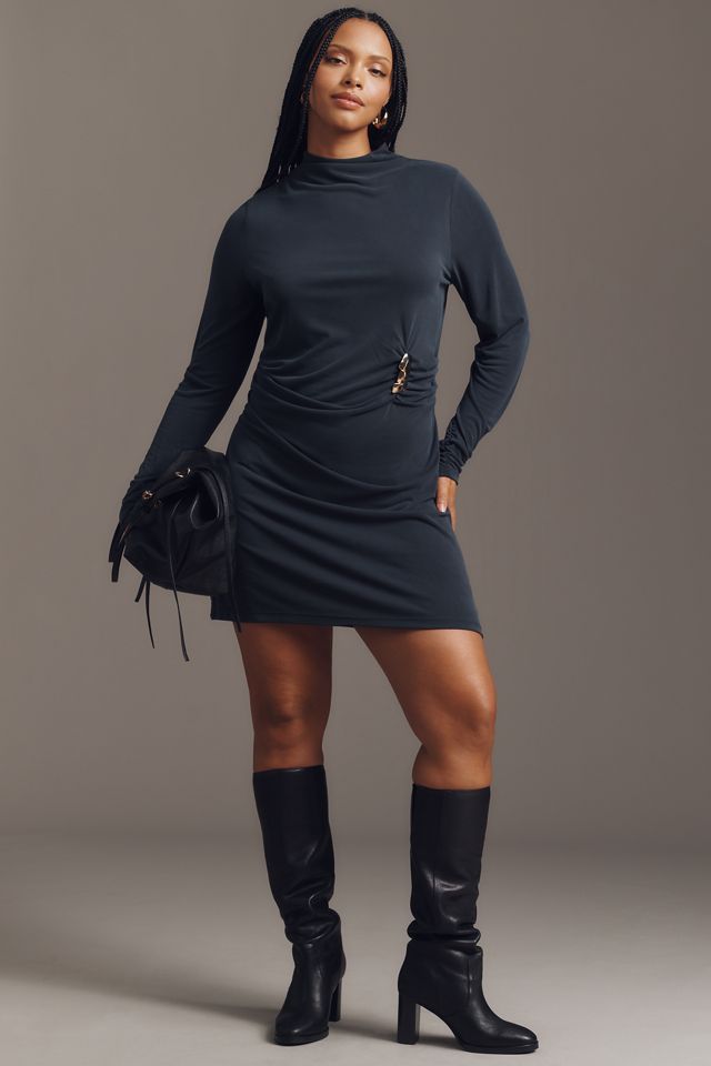 By Anthropologie Long-Sleeve Gathered Mini Dress #6