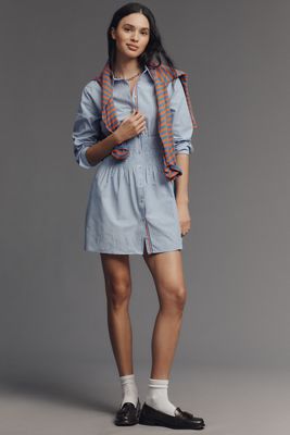 Maeve Long-Sleeve Smocked Waisted Shirt Dress