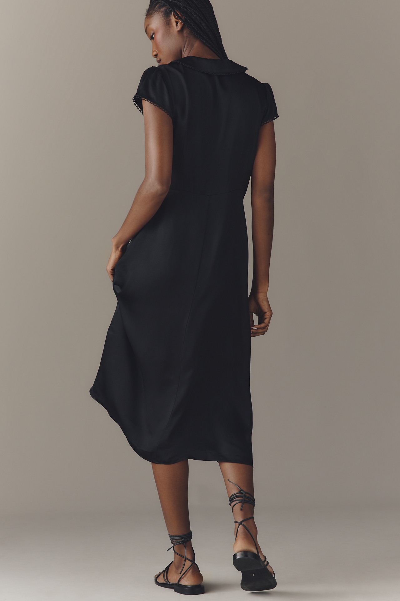 By Anthropologie Collared Short-Sleeve Midi Dress