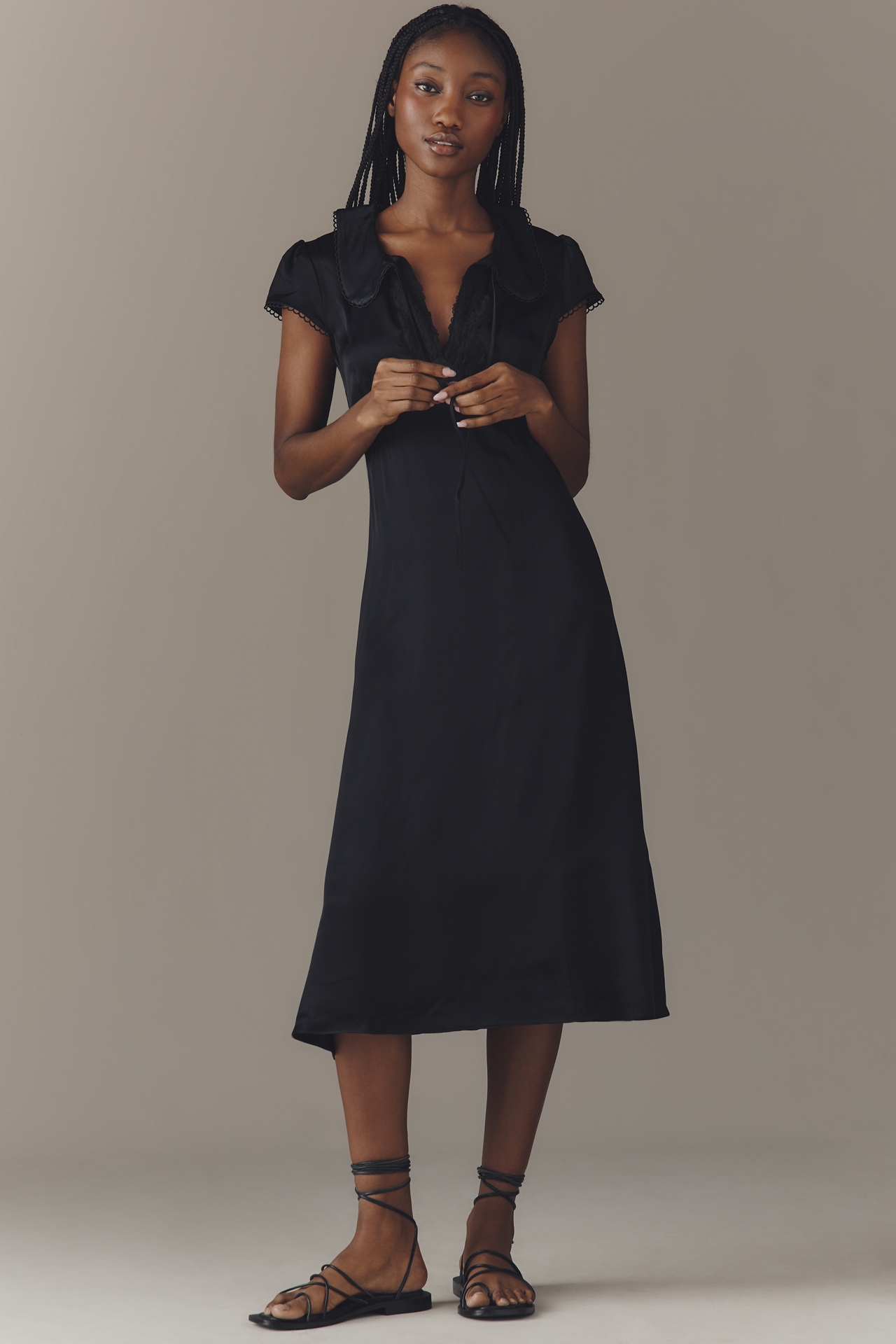 By Anthropologie Collared Short-Sleeve Midi Dress