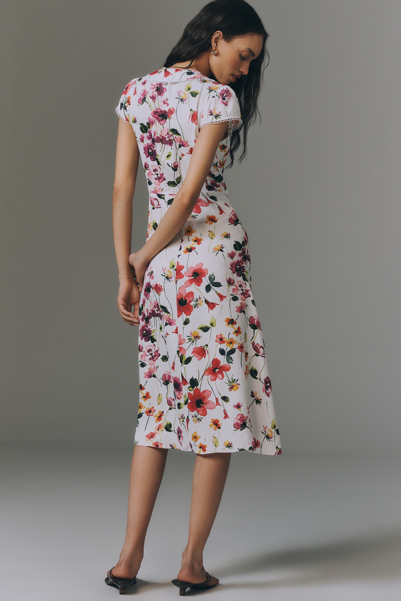 By Anthropologie Collared Short-Sleeve Midi Dress