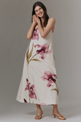 By Anthropologie Strapless Trapeze Midi Dress