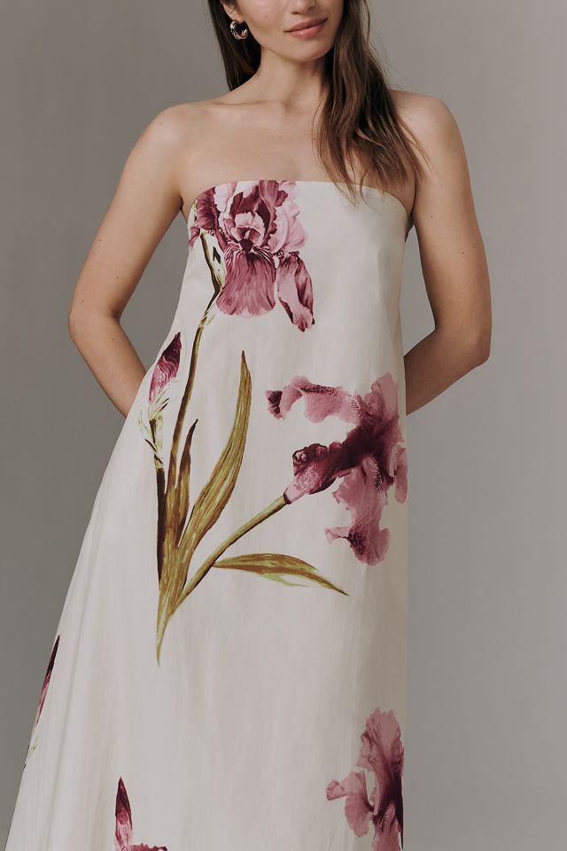 By Anthropologie Strapless Trapeze Midi Dress #1