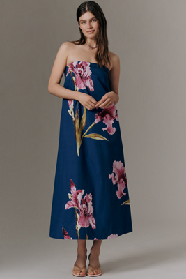 Strapless Trapeze Midi Dress