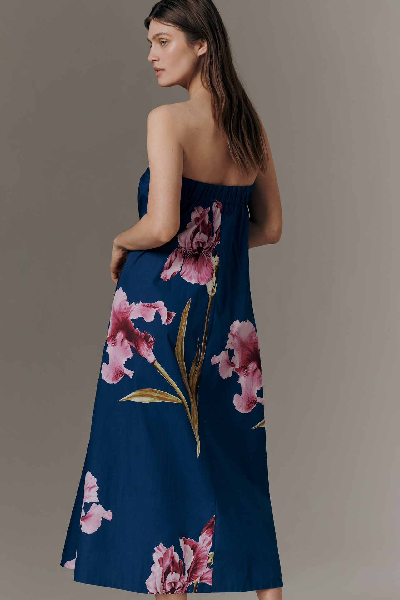 By Anthropologie Strapless Trapeze Midi Dress