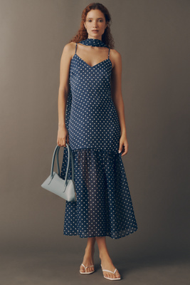 Maeve Sleeveless V-Neck Tiered Scarf Midi Dress