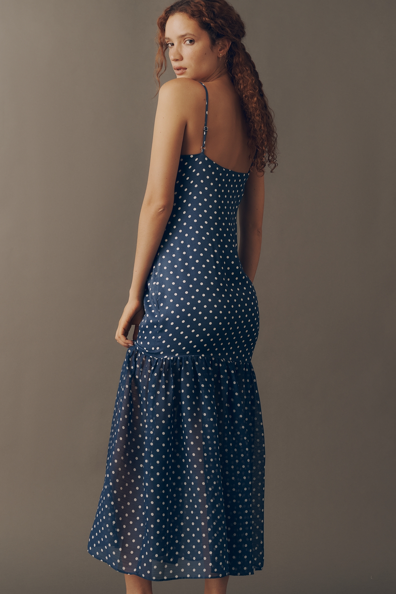 Maeve Sleeveless V-Neck Tiered Scarf Midi Dress
