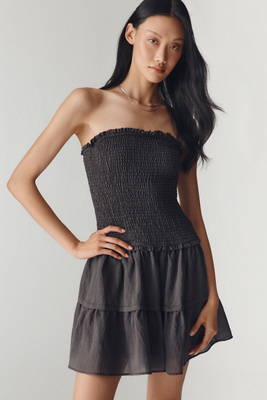 Strapless Smocked Mini Dress