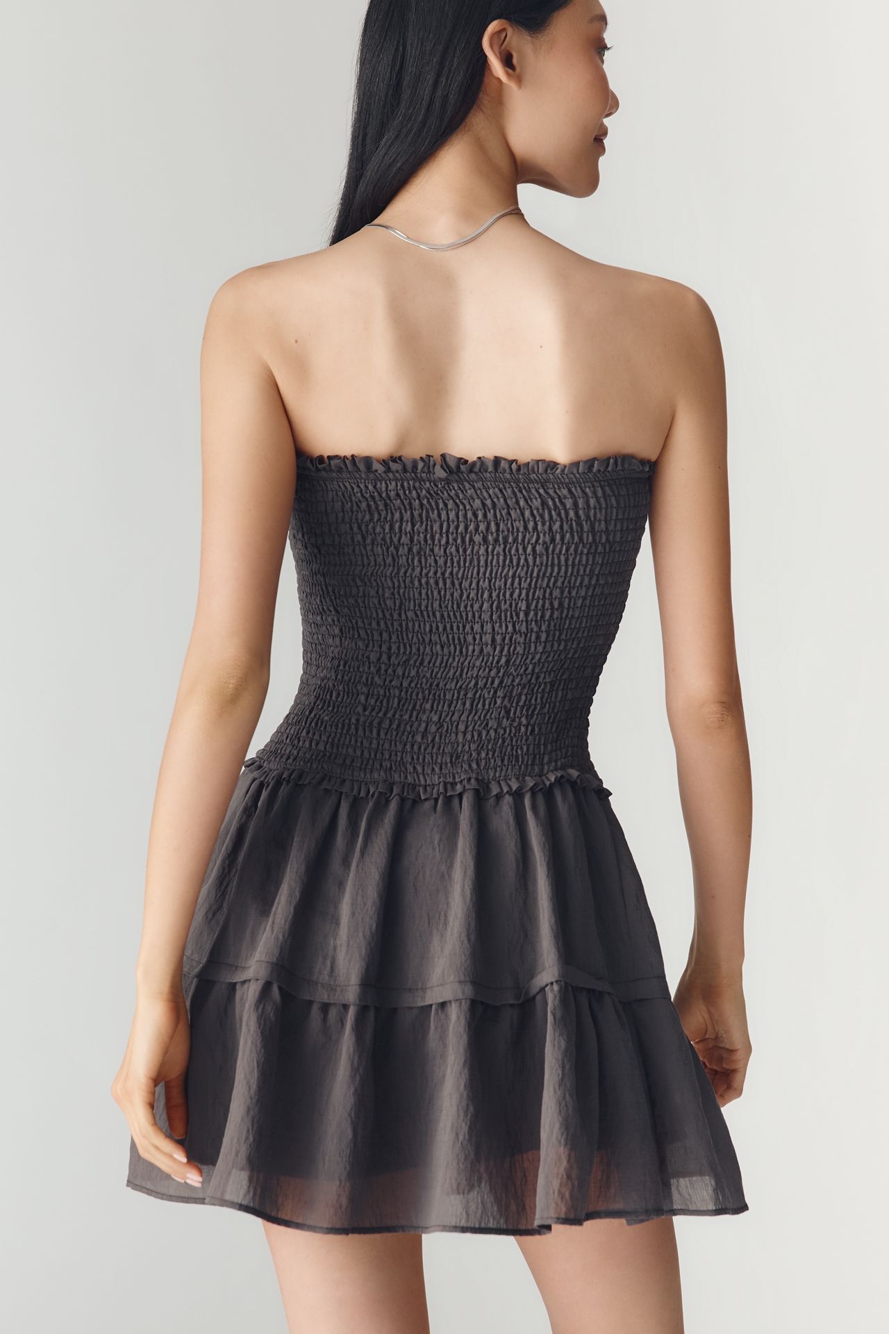 By Anthropologie Strapless Smocked Mini Dress