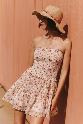 strapless smocked bodice mini dress Elara Smocked Mini Dress