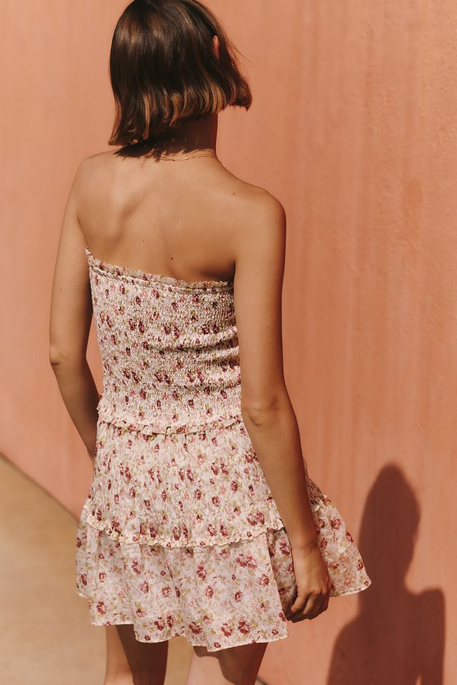 By Anthropologie Strapless Smocked Mini Dress #1