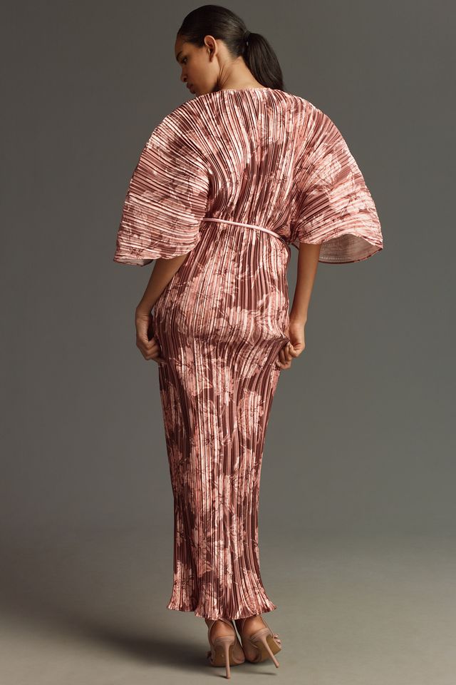 Sonya Moda Gianna Plunge Belted Plissé Maxi Dress #1