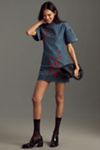 Dhruv Kapoor Short-Sleeve Embroidered Heart Denim Mini Dress