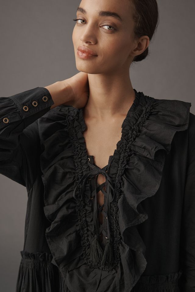 Pilcro Ruffled Tiered Midi Dress | Anthropologie