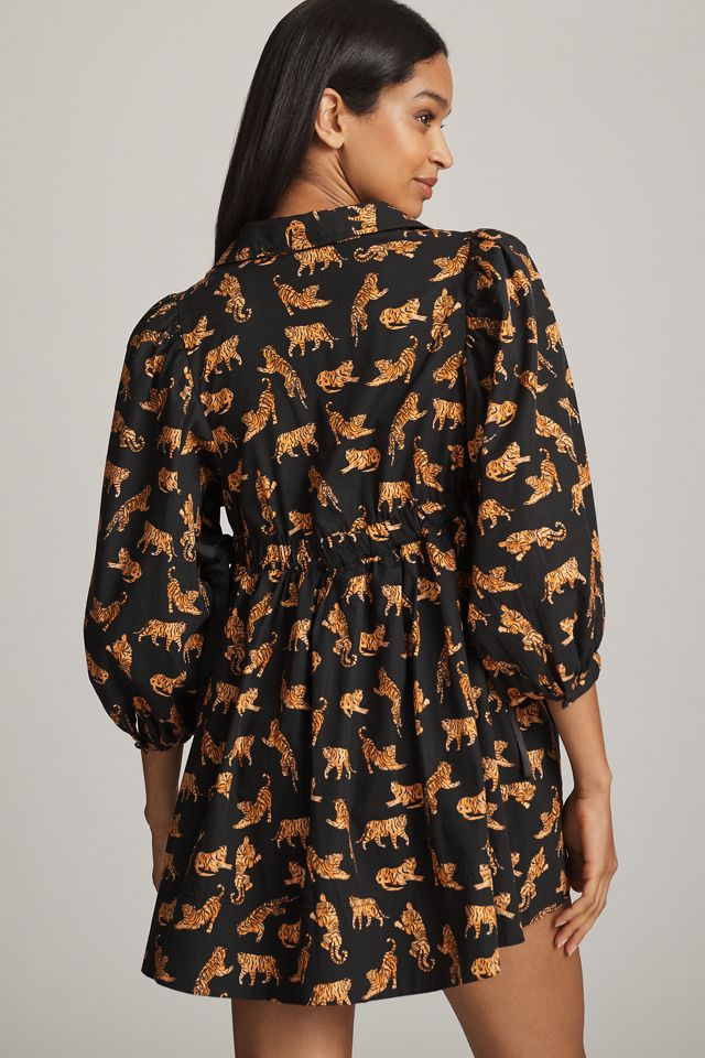 Maeve Long-Sleeve V-Neck Poplin Mini Dress #1