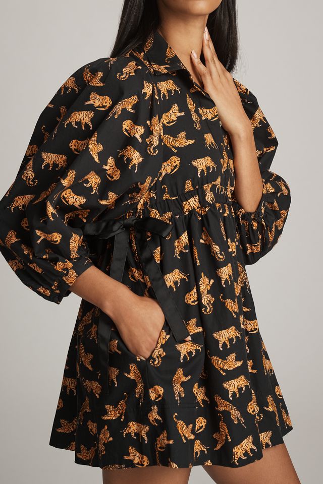 Maeve Long-Sleeve V-Neck Poplin Mini Dress #3