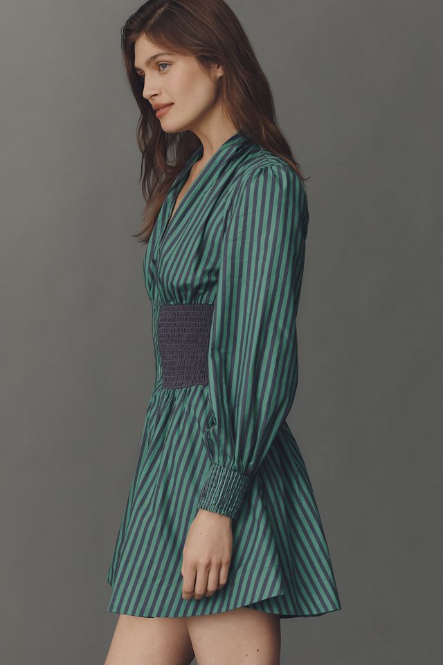 The Tommie Smocked Front-Zip Shirt Dress: Long-Sleeve Mini Edition #1