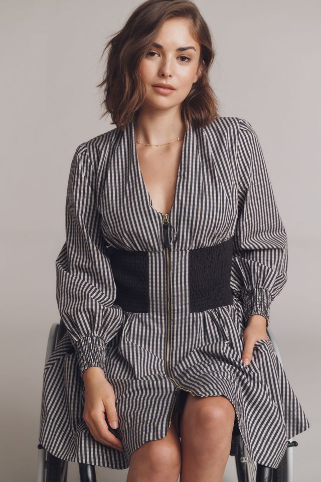 ベ*ル様 TIGHTBOOTH LS SLEEVE OPEN SHIRT M 美 Tommie Long-Sleeve Smocked Front-Zip Mini Shirt Dress | Anthropologie
