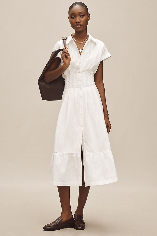 short sleeve shirt dress white COS Women's Classic Mini in | Cotton while the button Women's Short-Sleeve Collared Shirt Dress