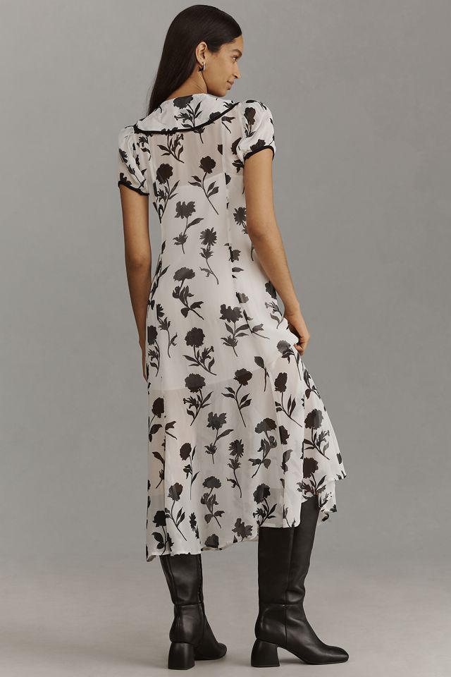 Maeve Short-Sleeve Tie-Neck Midi Shirt Dress #1